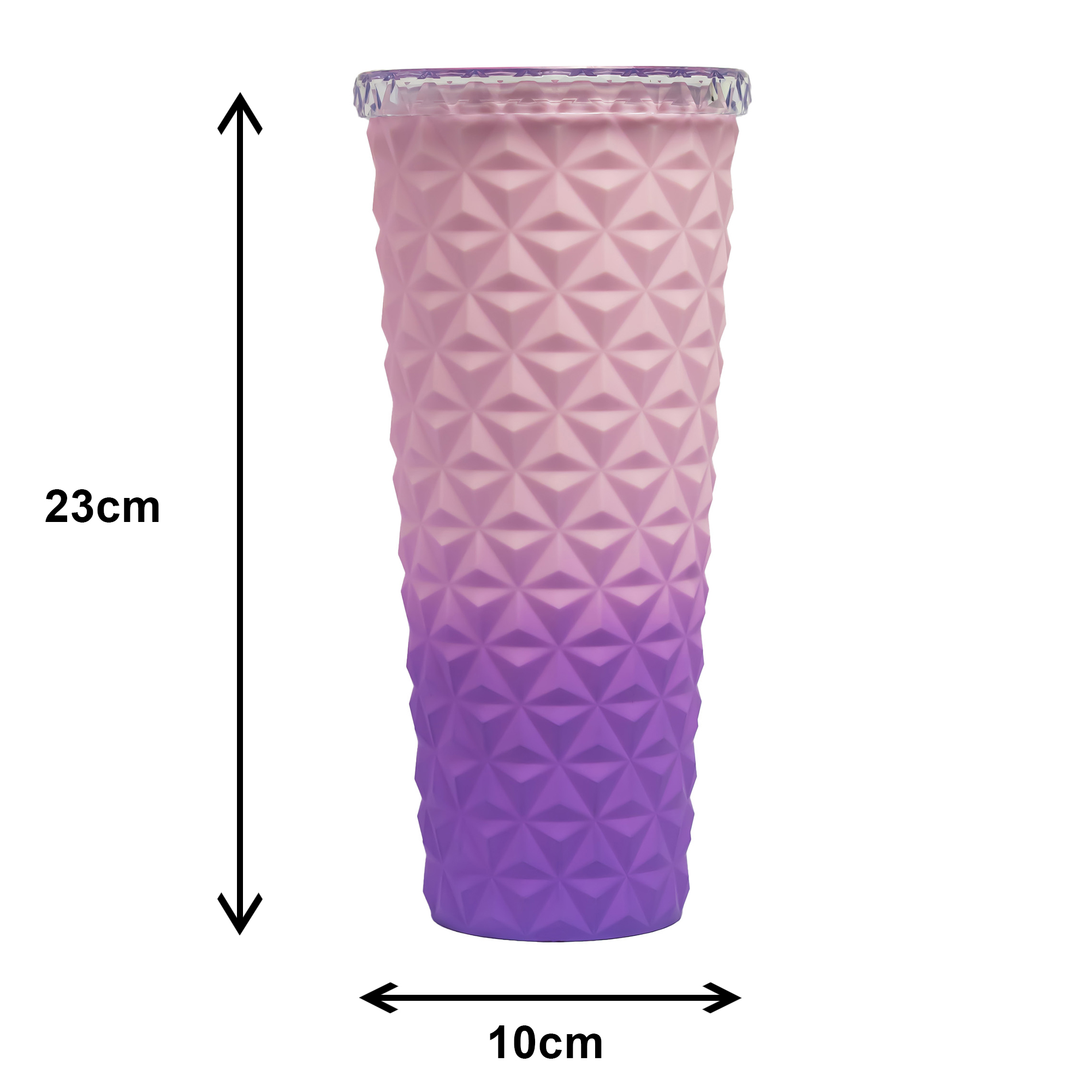 VRM 710ml BPA-Free Plastic Insulated Diamond Checkered Tumbler with Straw | Double Wall Cup with Silicone Grip & Spill-Proof Lid. - Image 6