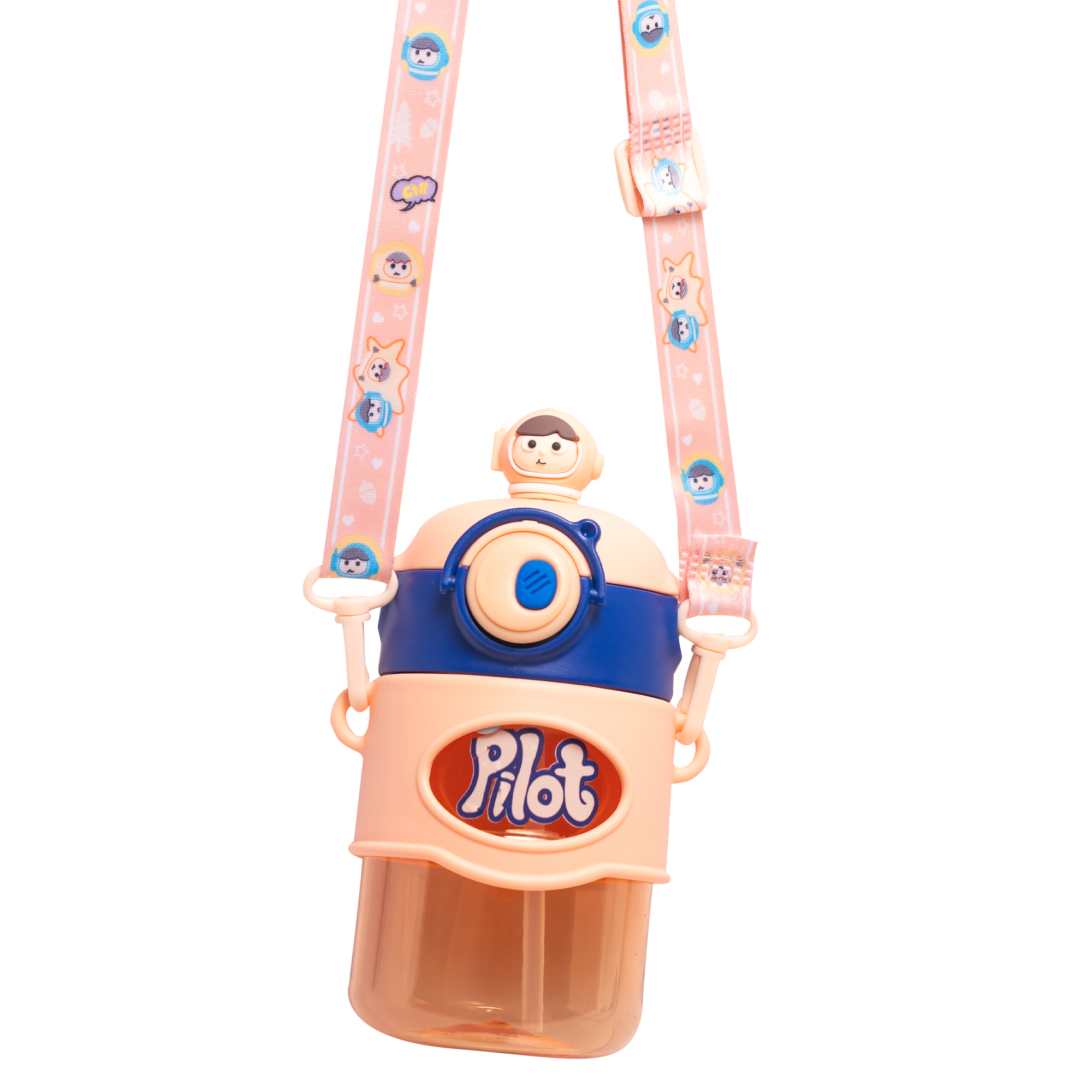 Astronaut/Pilot Theme Kids Water Bottle 500ml – BPA Free Plastic Bottle with Straw, Leak-Proof, One Touch Lid, Cute Space Design for School & Travel. - Image 9