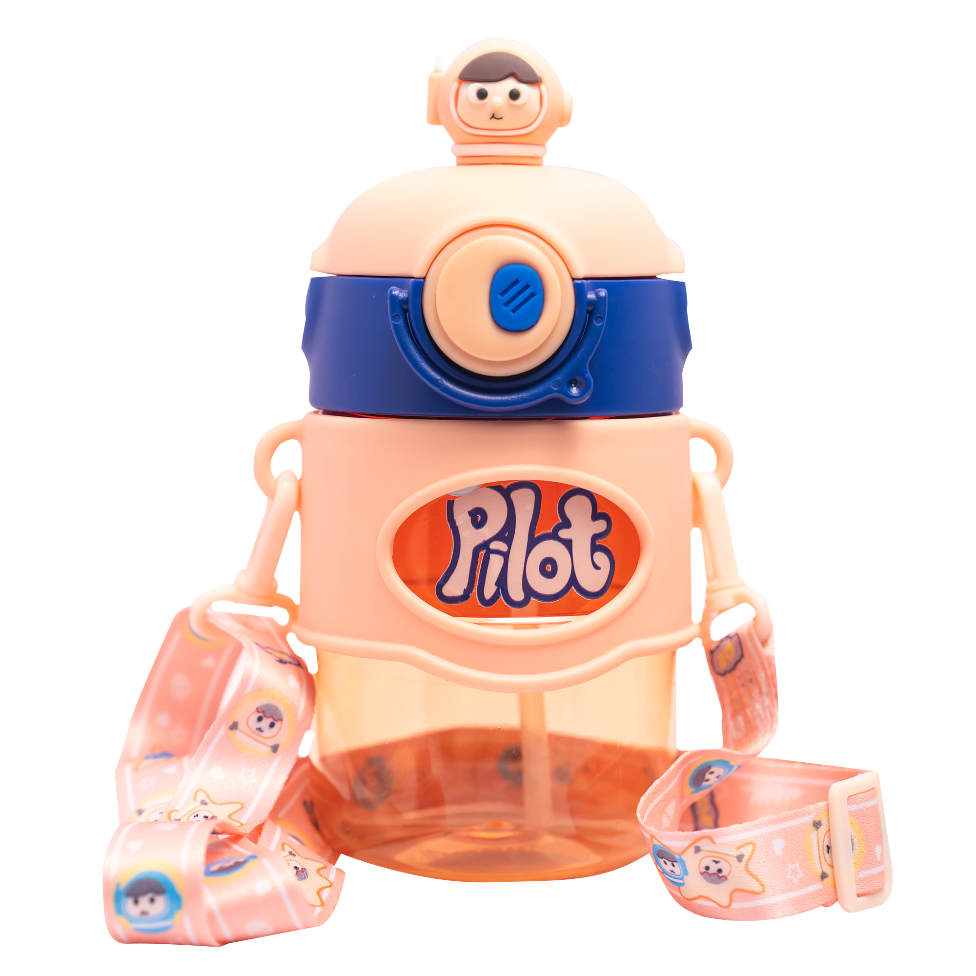 Astronaut/Pilot Theme Kids Water Bottle 500ml – BPA Free Plastic Bottle with Straw, Leak-Proof, One Touch Lid, Cute Space Design for School & Travel. - Image 5