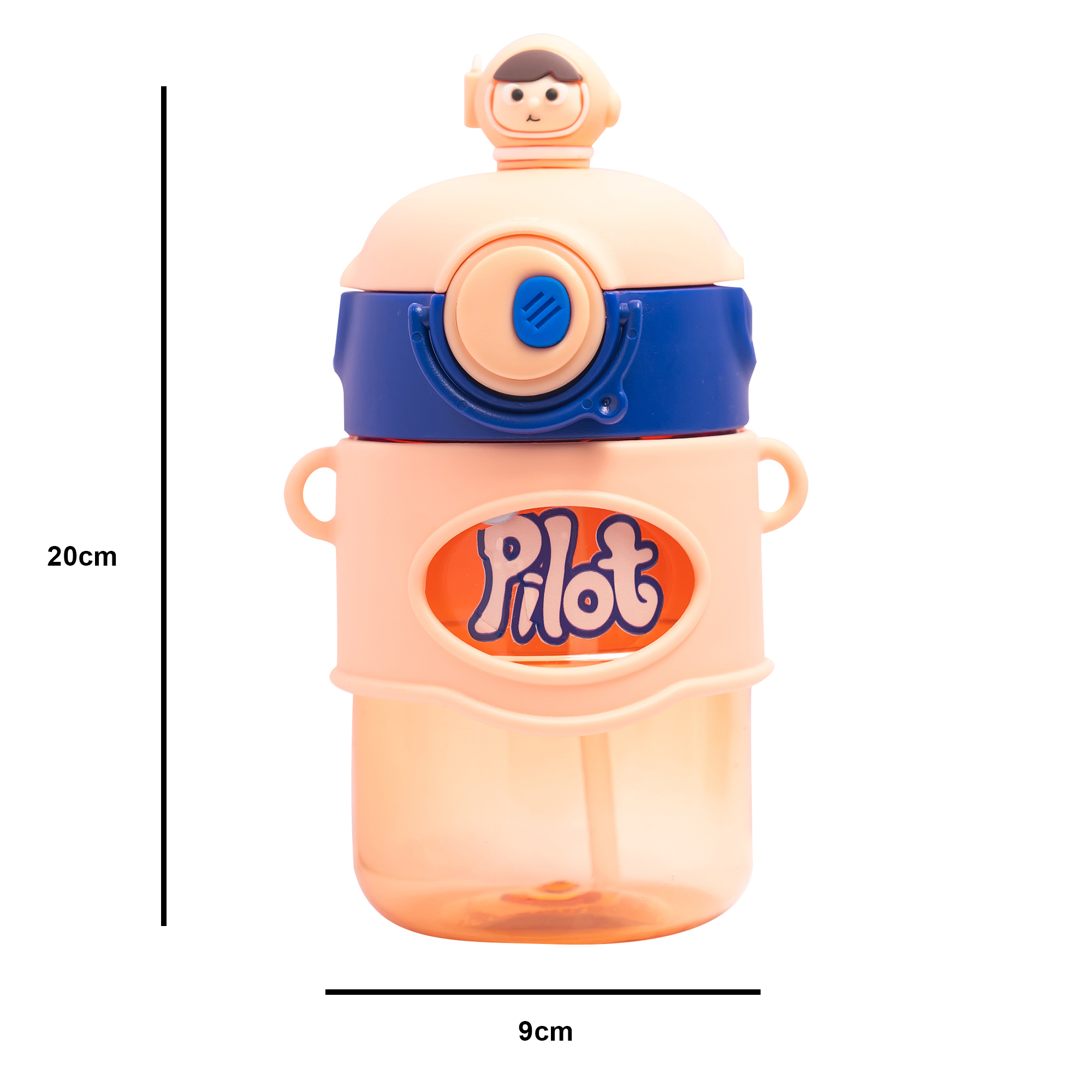 Astronaut/Pilot Theme Kids Water Bottle 500ml – BPA Free Plastic Bottle with Straw, Leak-Proof, One Touch Lid, Cute Space Design for School & Travel. - Image 4