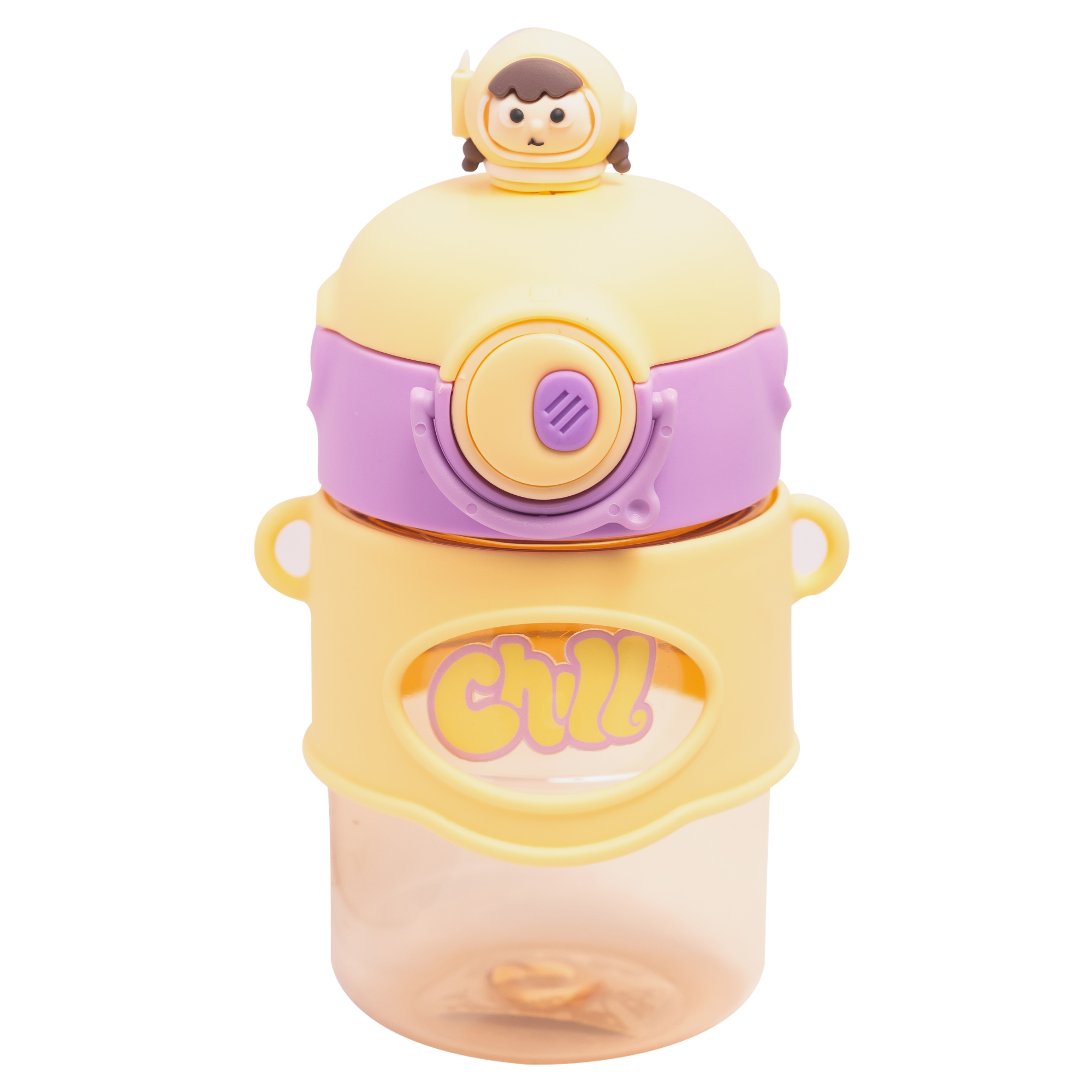 Astronaut/Pilot Theme Kids Water Bottle 500ml – BPA Free Plastic Bottle with Straw, Leak-Proof, One Touch Lid, Cute Space Design for School & Travel.