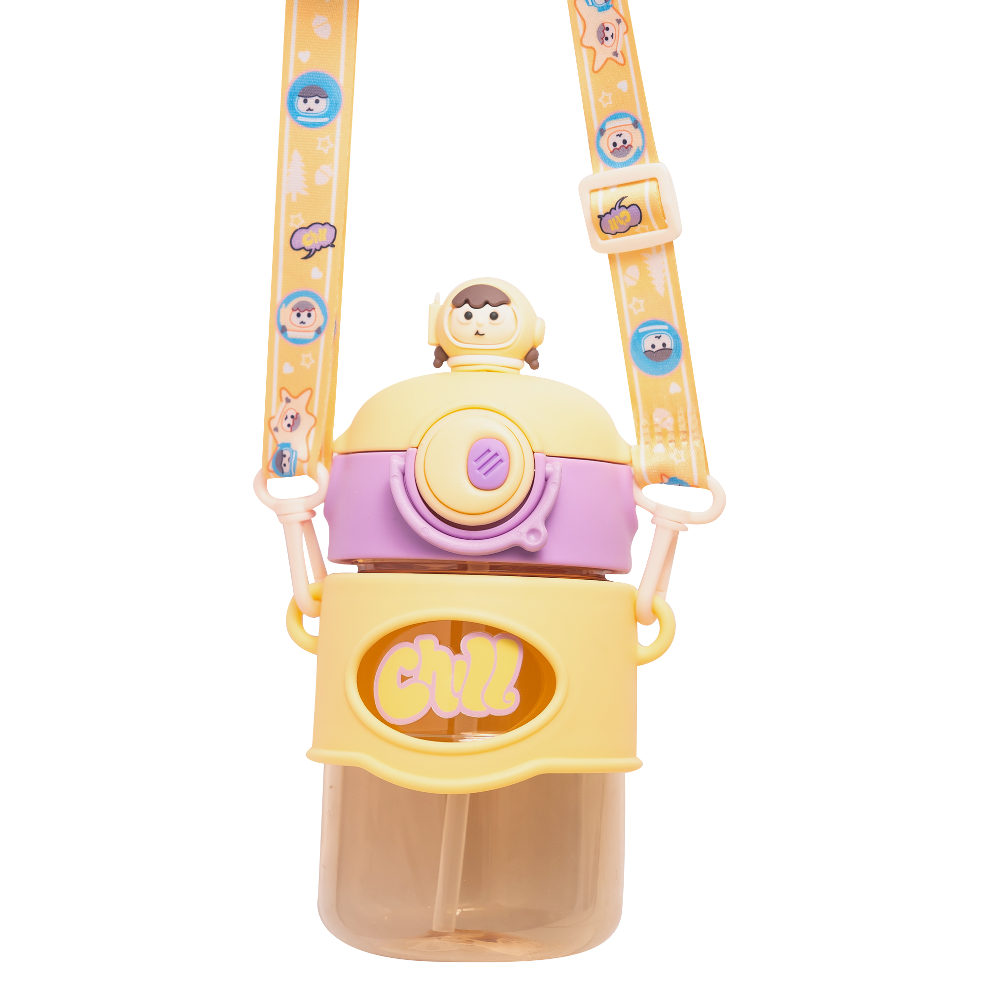 Astronaut/Pilot Theme Kids Water Bottle 500ml – BPA Free Plastic Bottle with Straw, Leak-Proof, One Touch Lid, Cute Space Design for School & Travel. - Image 24