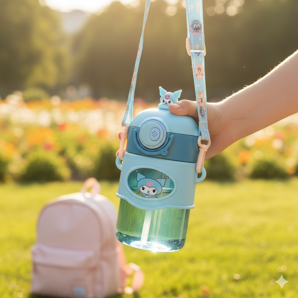 Astronaut/Pilot Theme Kids Water Bottle 500ml – BPA Free Plastic Bottle with Straw, Leak-Proof, One Touch Lid, Cute Space Design for School & Travel. - Image 11