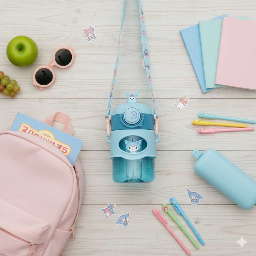 Astronaut/Pilot Theme Kids Water Bottle 500ml – BPA Free Plastic Bottle with Straw, Leak-Proof, One Touch Lid, Cute Space Design for School & Travel. - Image 10